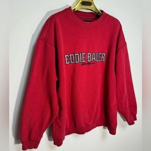 Eddie Bauer Ebtek Vintage Red embroidered logo Pullover sweatshirt 
Size Small